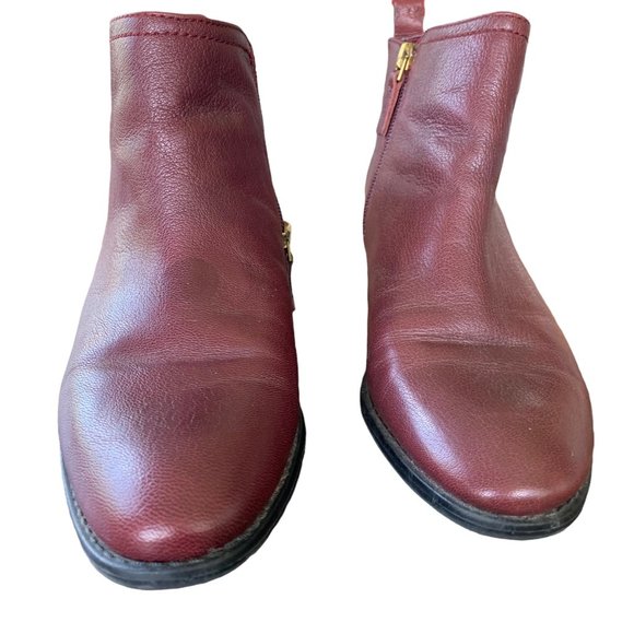Franco Sarto Cranberry Burgundy Leather Ankle Booties - Picture 3 of 9